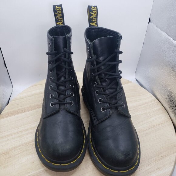 Dr Doc Martens 11821 Lace Up Combat Boots Womens US Size 5 Black Leather - Picture 4 of 8